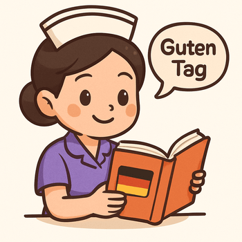พยาบาลไทยน่ารักกำลังเรียนภาษาเยอรมัน